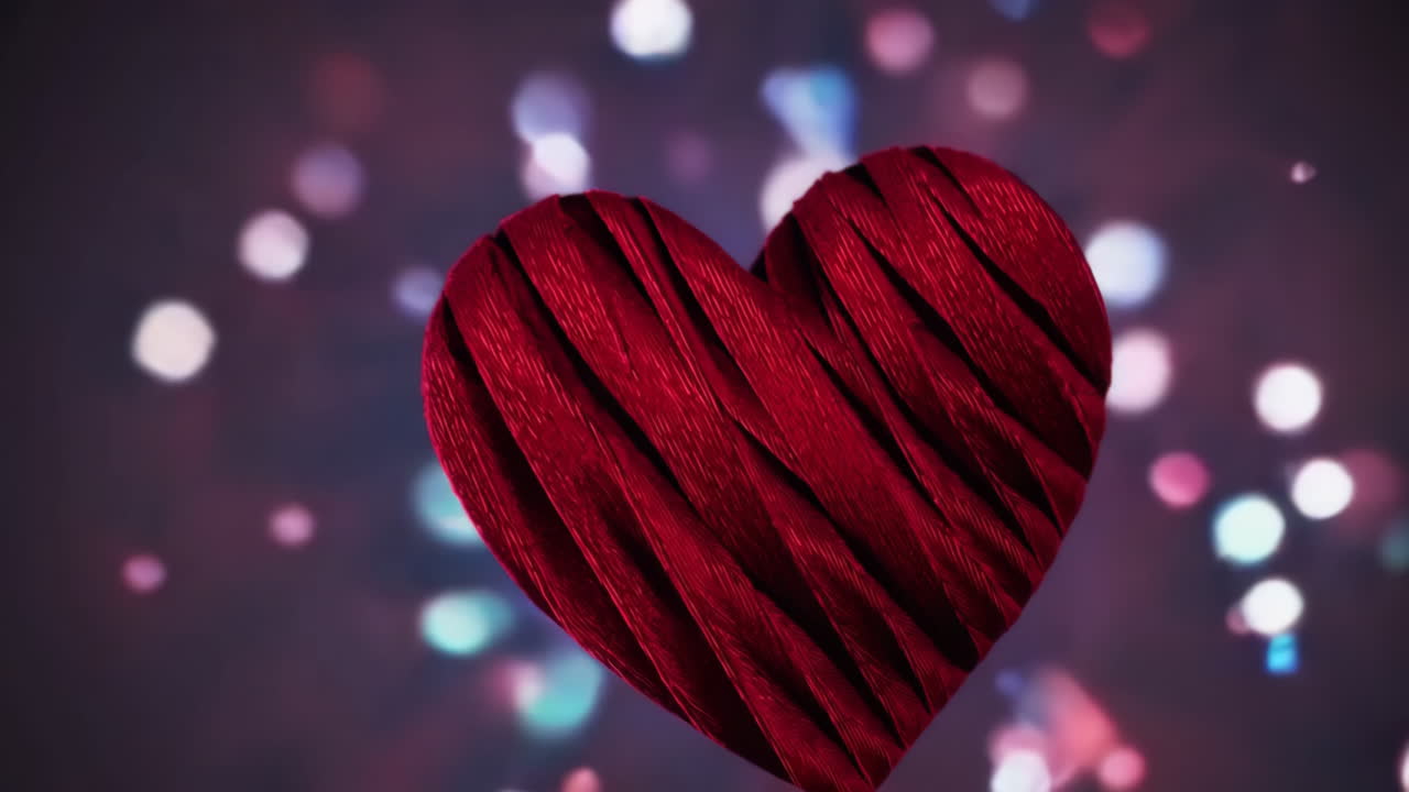 Red Textured Heart on Bokeh Background
