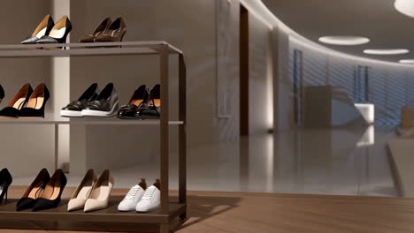 collection of shoes on display in a modern retail store