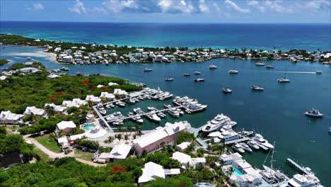 a beautiful drone video over hopetown marina in abaco bahamas