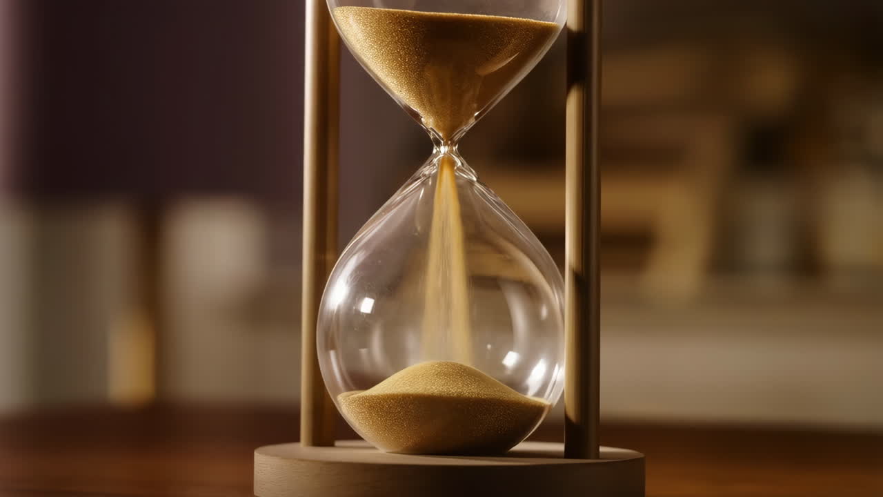 Hourglass with sand falling