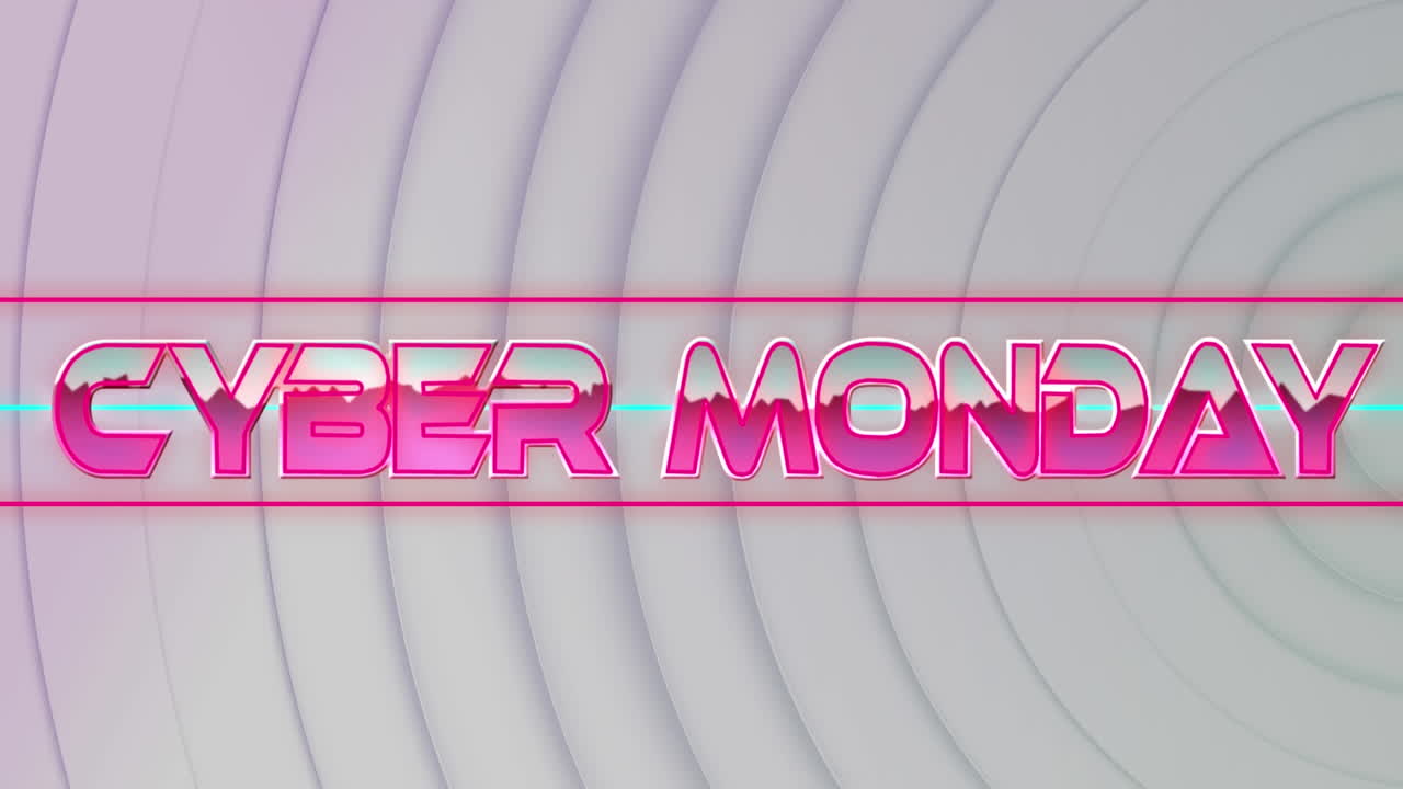 animación del texto del lunes cibernético sobre rastros de luz sobre fondo blanco