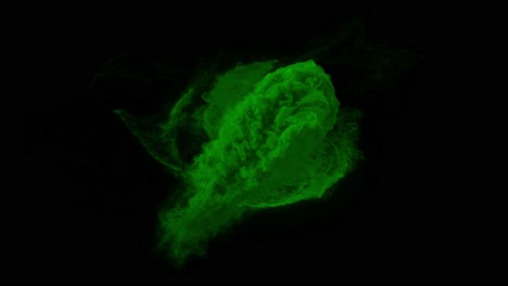 green smoke forms a malefic skull shape, then dissipates on a black background. ideal for horror, fantasy, or supernatural visual effects