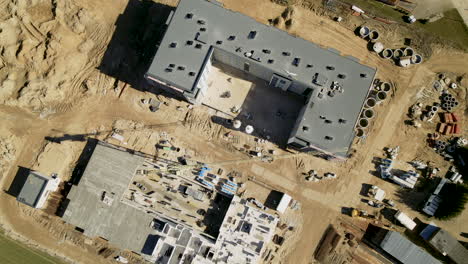 Construction-Site-Of-New-Building-On-A-Sunny-Day-Near-Town-Of-Lubawa-In-Poland