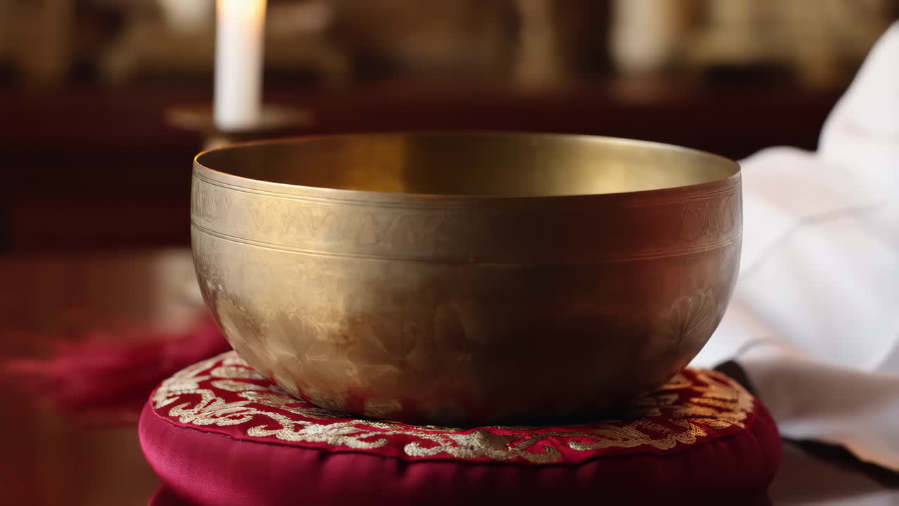 Playing a Singing Bowl for Meditation and Relaxation