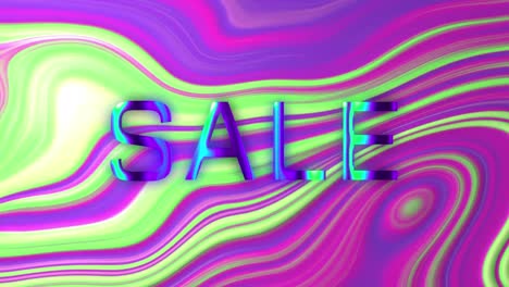 animation of sale text over colourful liquid background