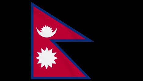 nepal flag waving cloth on transparent alpha, loop