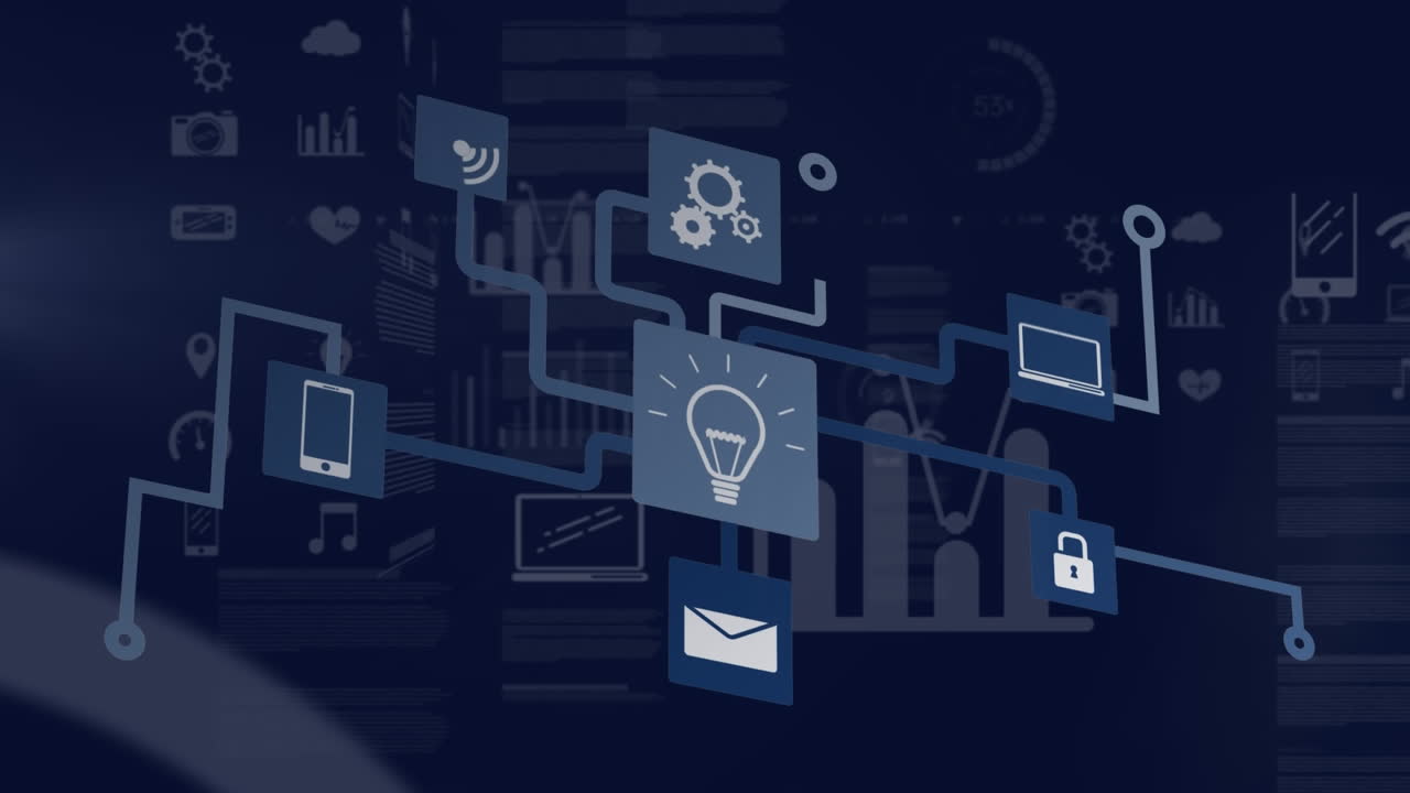 Animation of network of connections in blue background