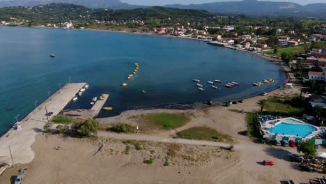 sidari port in north corfu aerial view in summer