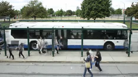 busy city bus stop