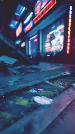 cyberpunk city street at night