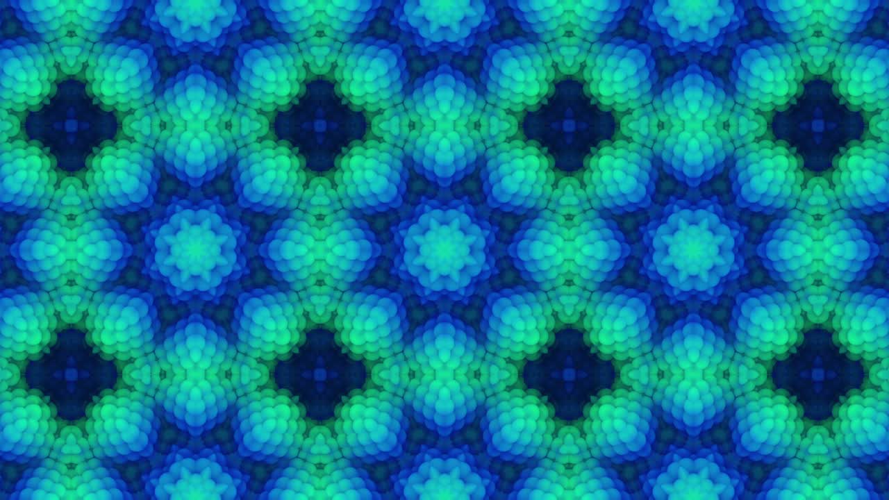 3d Looped abstract ornate decorative background. Hypnotic trendy kaleidoscope.