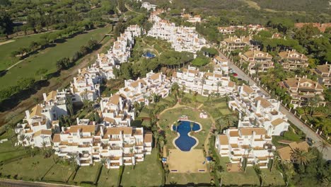 aerial view of luxury apartment resort on south of europe