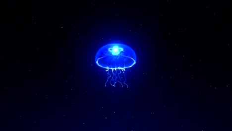 jellyfish illuminated with color light in the underwater, cg animation, loop