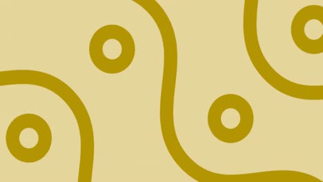 Animation-of-gold-pattern-of-wavy-lines-and-circles-scrolling-seamlessly-on-beige-background