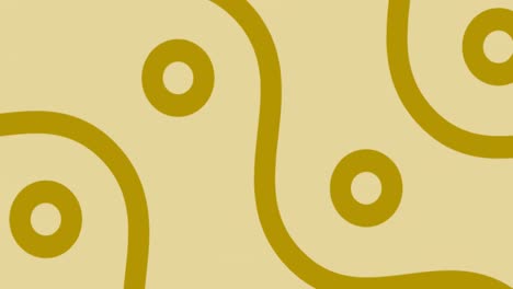 animation of gold pattern of wavy lines and circles scrolling seamlessly on beige background