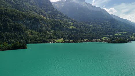 Lake Brienz, Switzerland Swiss nature aerial drone landscape, beautiful forest