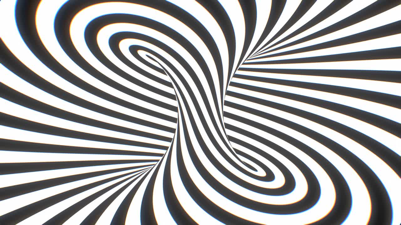 Twisted Black White Hypnotic Optical Illusion Psychedelic Stripes - 4K Seamless Loop Motion Background Animation