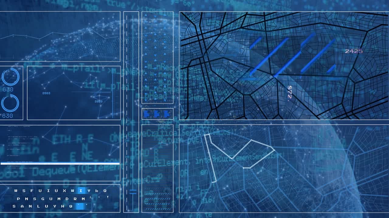 Animation of globe with connections and data processing