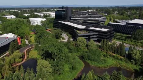 drone over nike campus in oregon