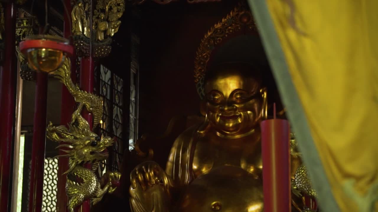 Golden Buddha Statue in a Chinese Temple