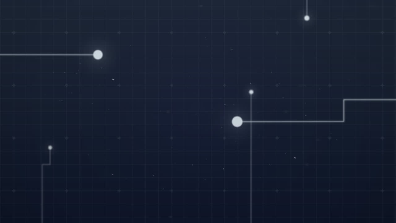 Animation of connecting dots over grid network against blue background