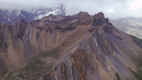 rocky mountains landscape at manang nepal annapurna circuit with breathtaking and relaxing aerial drone view