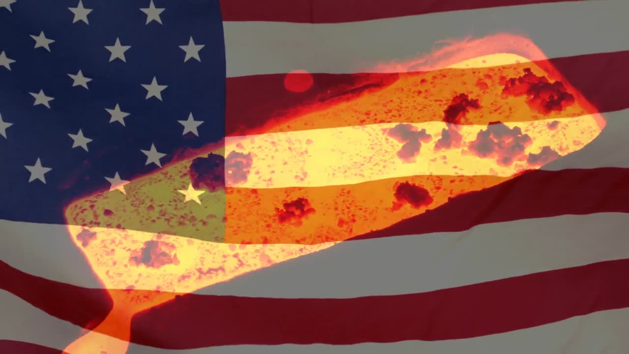 배경 에 있는 사람 위 에 흔들리는 미국  ⁇ 발 의 애니메이션