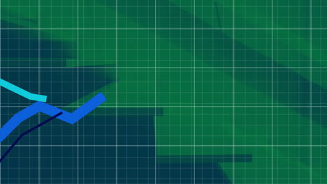 animación de gráficos de líneas que representan el crecimiento en el patrón de cuadrícula sobre un fondo abstracto