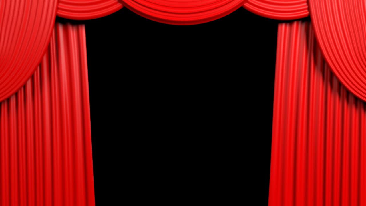 알파 배경을 가진 빨간색 개방 커튼