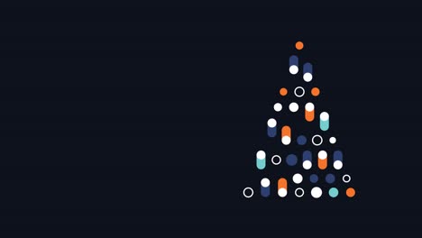 4k video of cartoon Christmas tree garland on black background.