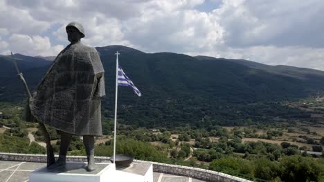 flying by the greco-italian 1940 war monument in kalpaki greece