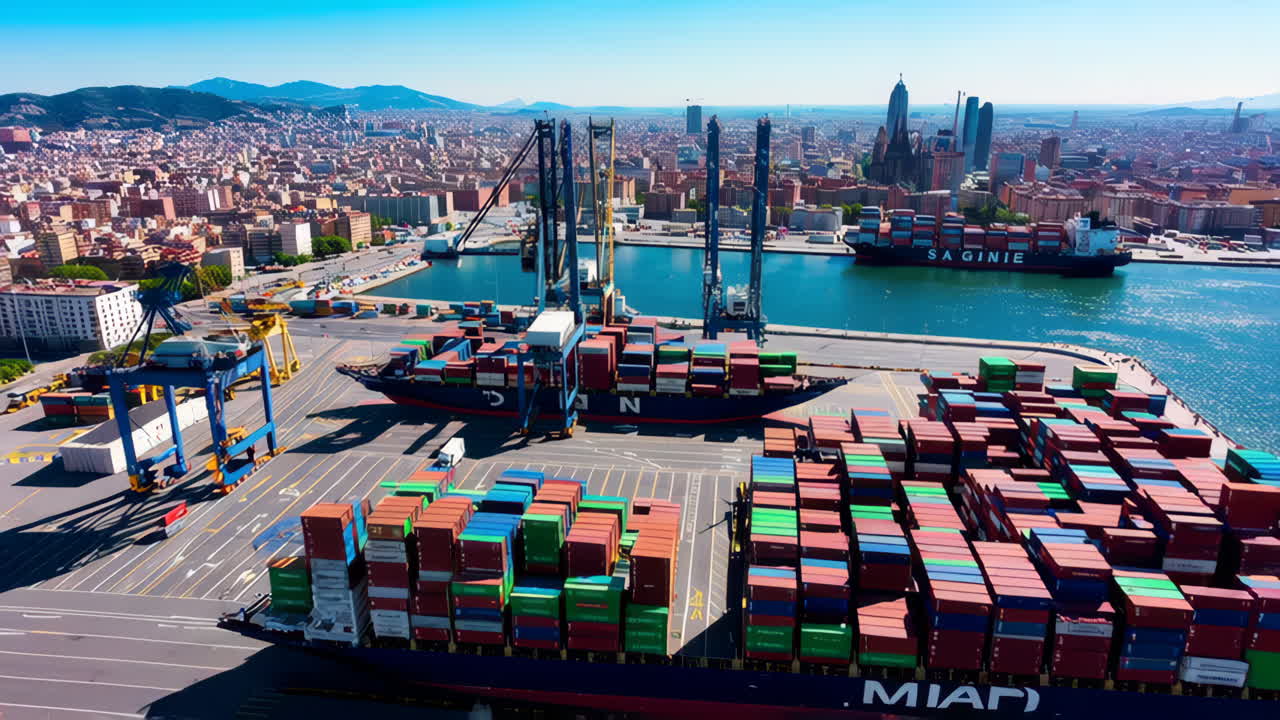 Barcelona Port Aerial View