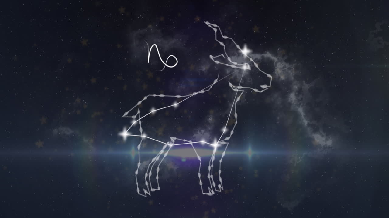 animación del signo de la estrella de capricornio en fondo negro.
