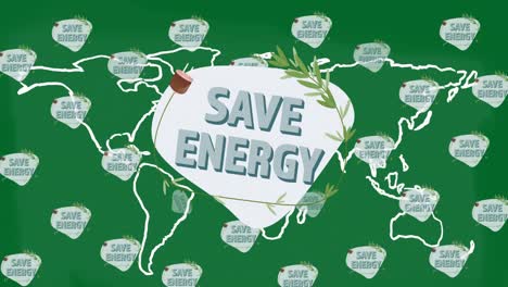 Animation-of-save-energy-writings-on-green-background