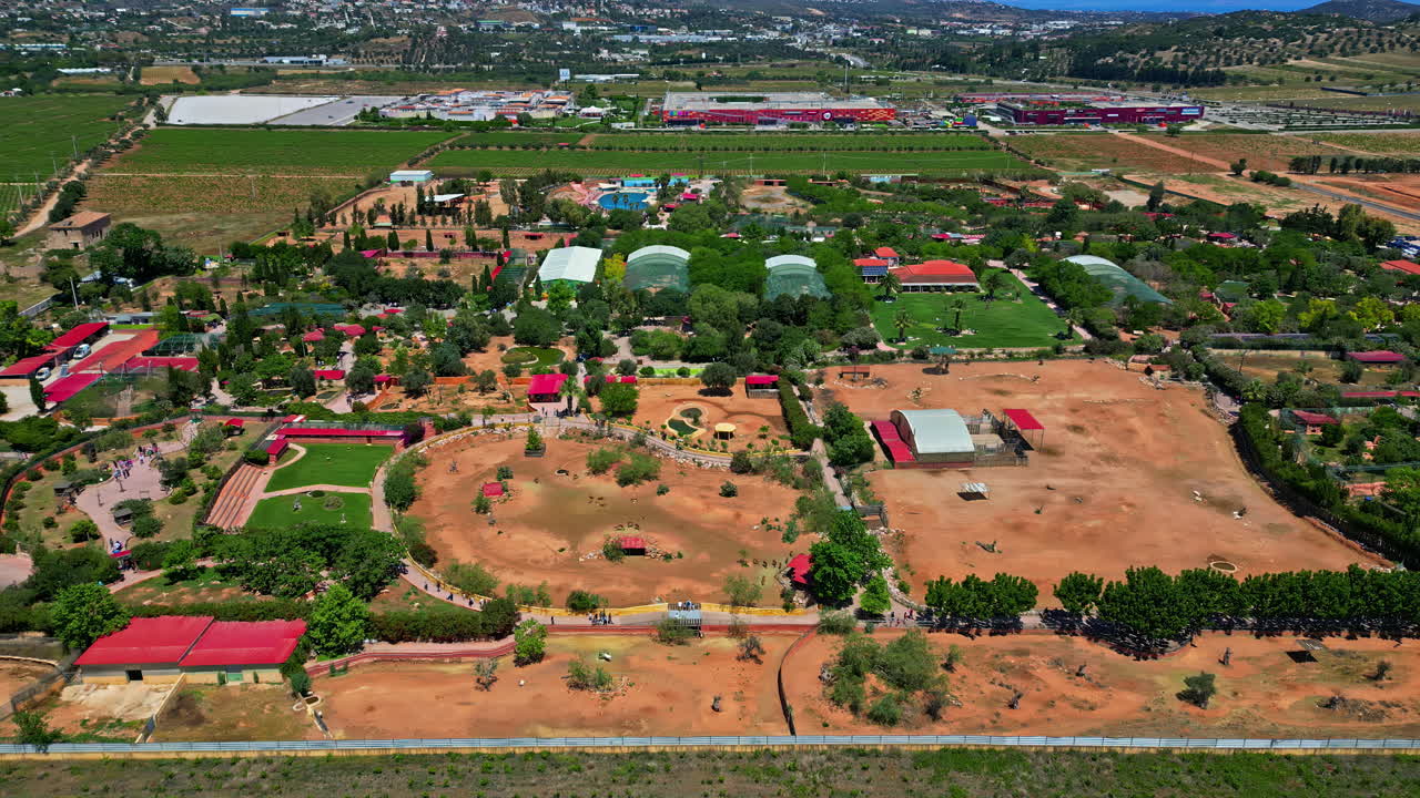 Drone Shot of Attica Zoological Park Builings and Parks, Suburbs of Athens, Greece