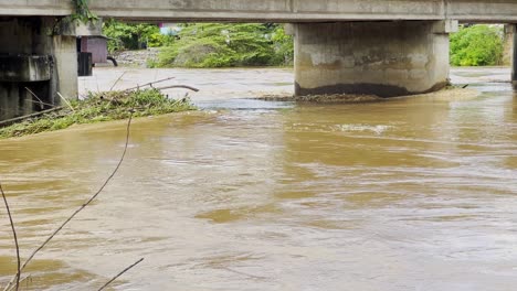 High-Water-Level-Of-A-River-After-A-Heavy-Storm-In-Chiang-Mai,-Northern-Thailand