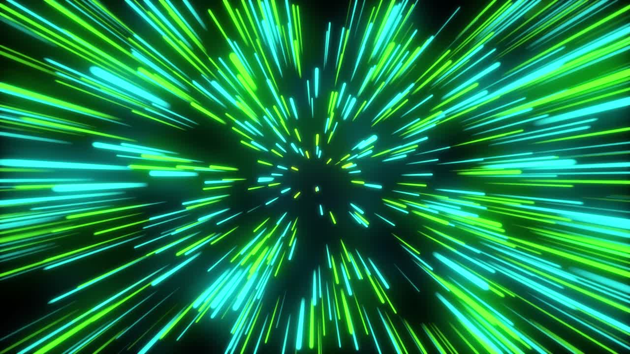 Abstract Green and Blue Light Streaks Moving Rapidly
