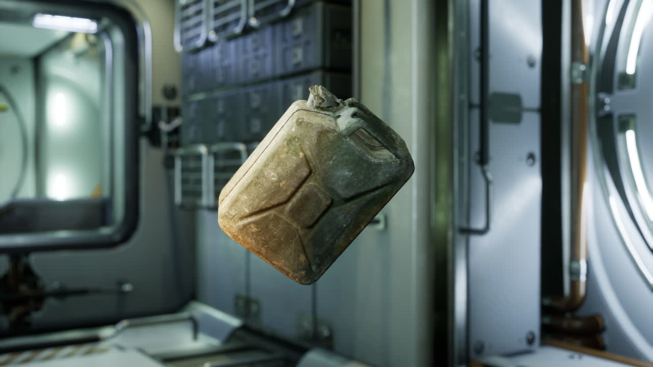 Canister floats peacefully at the international space station