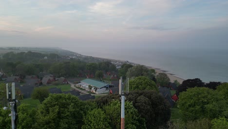 Telecommunications-mast-Kingsdown-Kent-UK-overlooking-English-Channel-drone,aerial