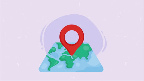 paper map with pin location animation