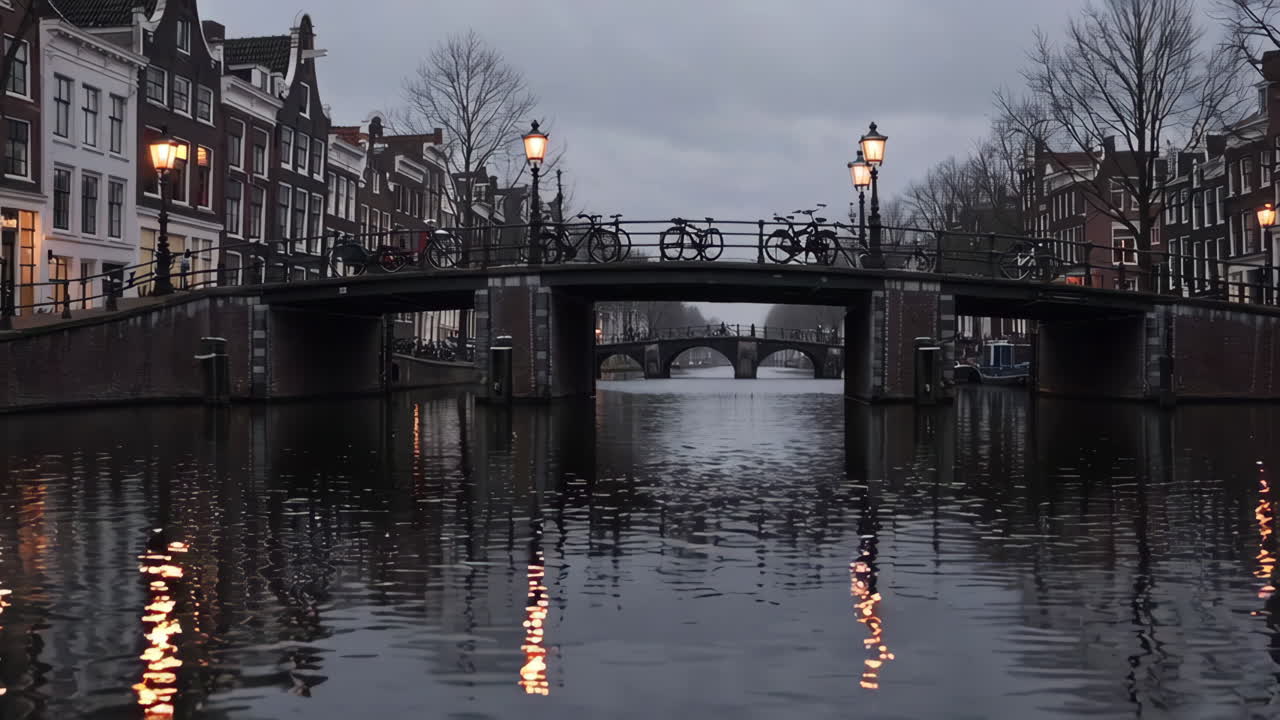 Amsterdam Canal Bridge at Dusk