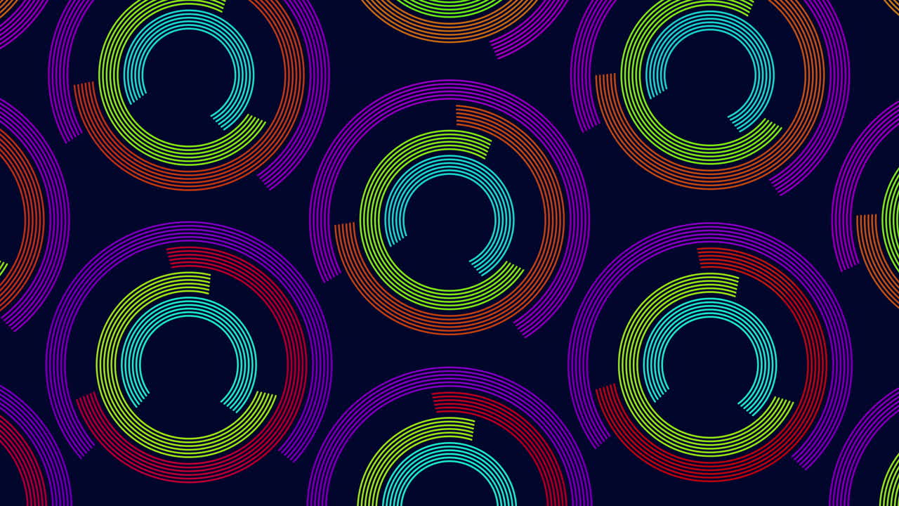 patrón de círculos abstractos de neón del arco iris