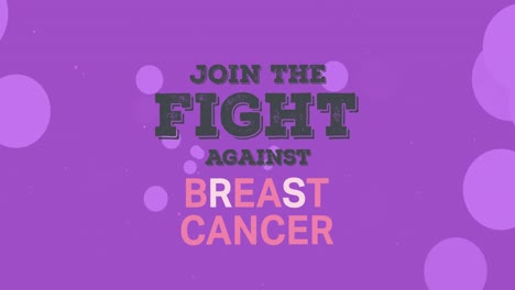 Animation-of-breast-cancer-awareness-text-with-light-spots-on-purple-background