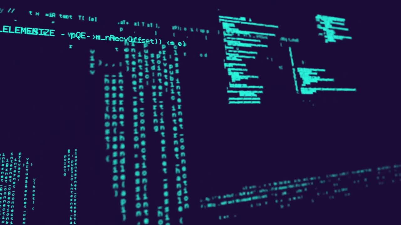 animación del procesamiento de datos y codificación binaria sobre fondo azul