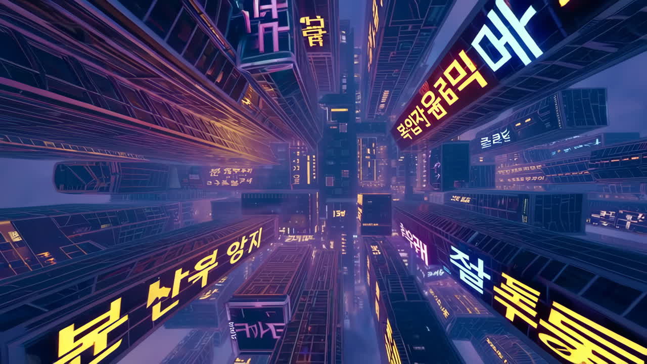 Cyberpunk Cityscape Aerial View