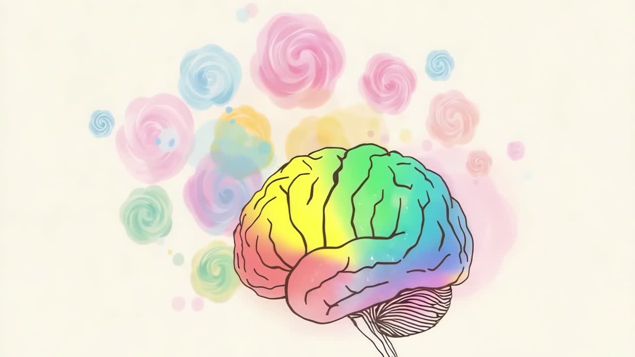 Colorful Brain with Roses