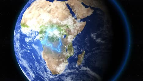 congo, second-largest country in africa on earth from space. - graphics