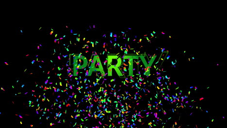 Animation-of-party-text-and-confetti-on-black-background