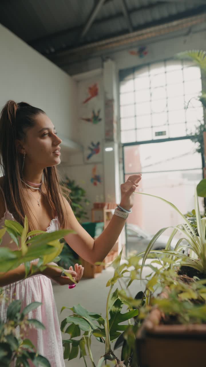 Woman with Plants Indoors