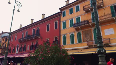 detail of building in bra square in verona, italy